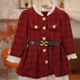 女童新年服2025年过年裙子女宝宝拜年服洋气时尚 红色加绒裙外套