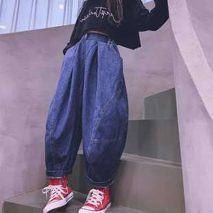 子中大童潮裤 嘻哈男女童牛仔裤 宽松萝卜灯笼老爹裤 春秋装 街舞长裤