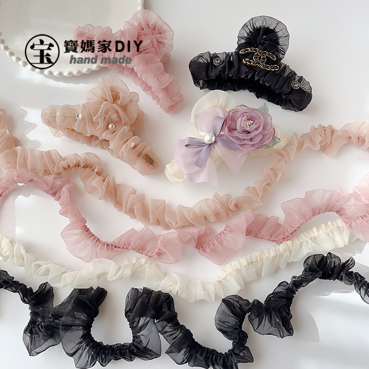 后脑勺打皱有弹力diy手工抓夹