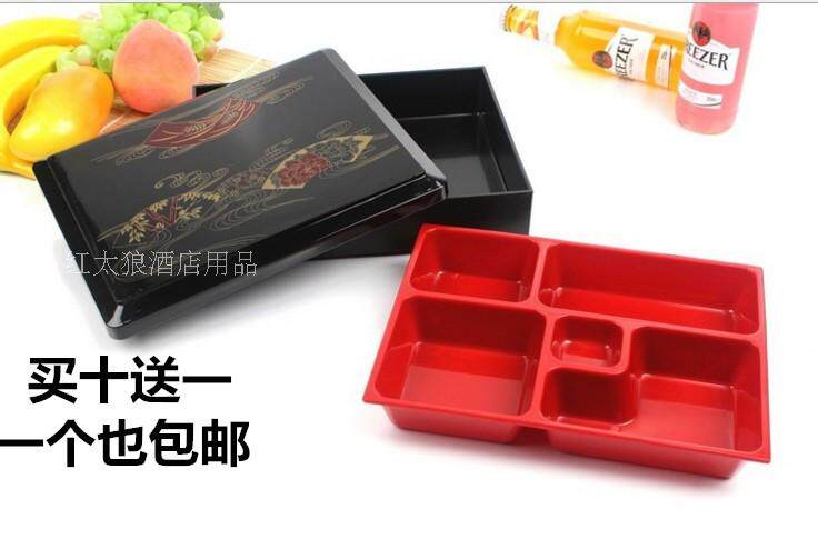 高档木纹商务套餐多格寿司便当盒