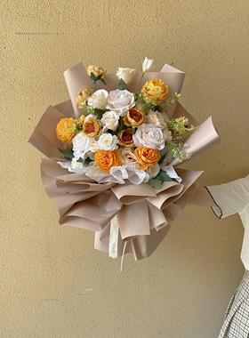 玫瑰提车仿真花束装饰手捧花拍照摆设道具毕业颁奖献花交车开业大