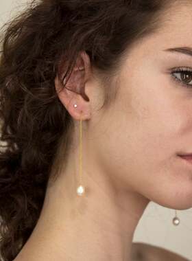 faveur 女王归来 宠爱自己 天然淡水珍珠米珠耳线长耳环 法式优雅