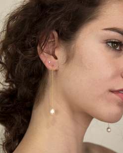 faveur 女王归来 宠爱自己 天然淡水珍珠米珠耳线长耳环 法式优雅