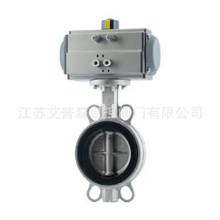 D671X 蝶阀气动304耐腐蚀耐酸碱蝶阀 16P气动全不锈钢四氟对夹式