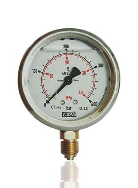 供威卡WIKA不锈钢压力表不锈钢耐震表充油径向YBN63/400BAR/G1/4