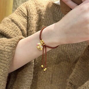 黄金小木马手链女999足金2025本命年红绳送女友520七夕情人节礼物