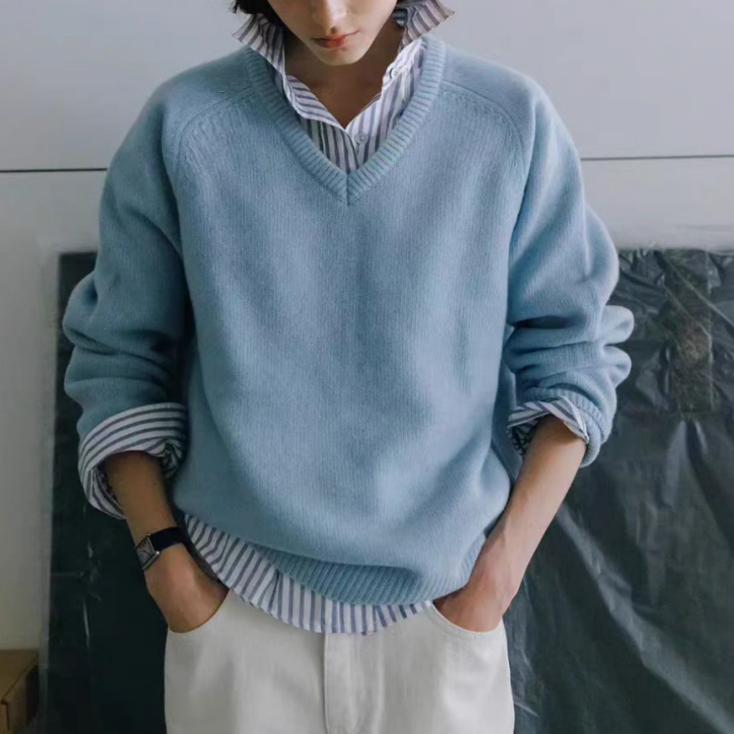 linhouse林子家冰川蓝上衣女