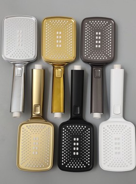 方形花洒喷头 洗澡淋浴头顶喷 按键三档喷雾浴室淋蓬头金色枪灰色