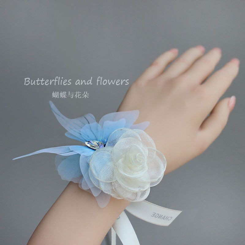 唯美手腕结婚超仙蝴蝶花朵婚礼新娘伴娘高级姐妹手环简约