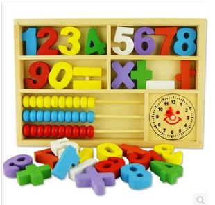 幼得乐 木制儿童多功能数字学习盒 算珠子 宝宝益智早教算数玩具