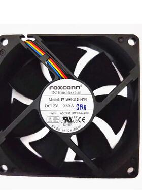 FOXCONN富士康 8025 12V 0.60A PVA080G12H -P00 8CM 4线温控风扇