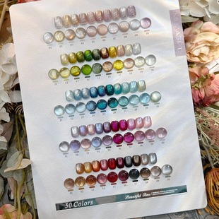 【五光十色】网红新品玻璃珠猫眼15ml甲油胶套装爆闪钻石猫眼胶