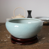 景德镇复古陶瓷水仙花盆 纯手工青瓷鱼缸 古典冰裂纹大号笔洗水浅