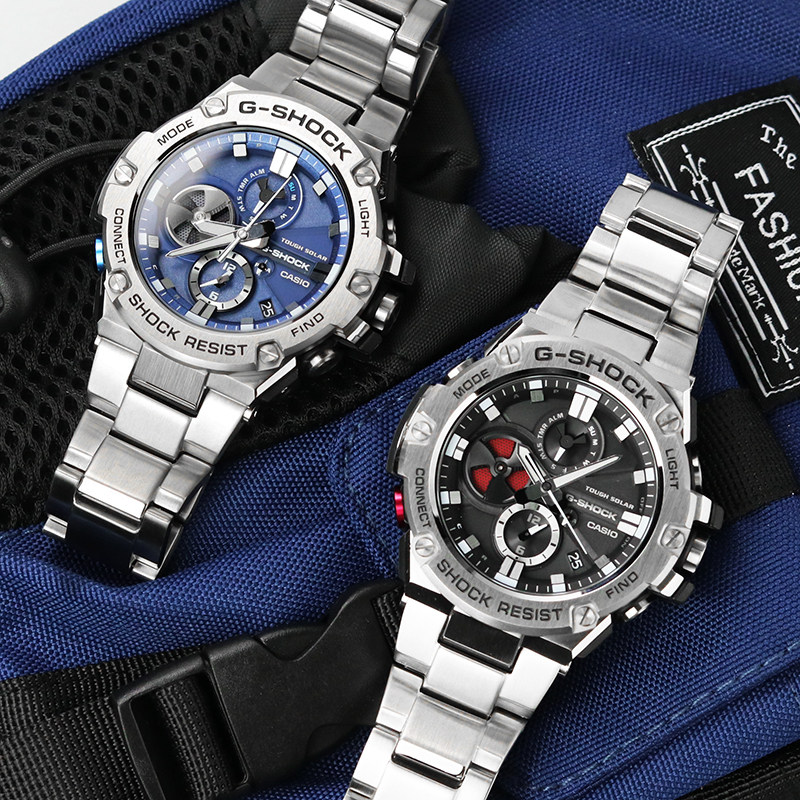 卡西欧钢铁海洋之心gst-b100/b400-1a手表男蓝牙太阳能运动腕表