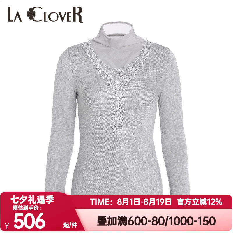 蕾丝打底衫LaClover女半高领