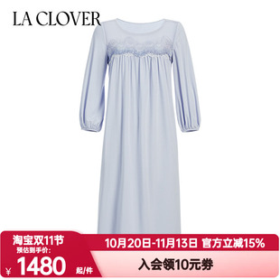 La Clover兰卡文秋季邂语玫瑰舒适莫木代尔睡裙睡衣女LC44XR1