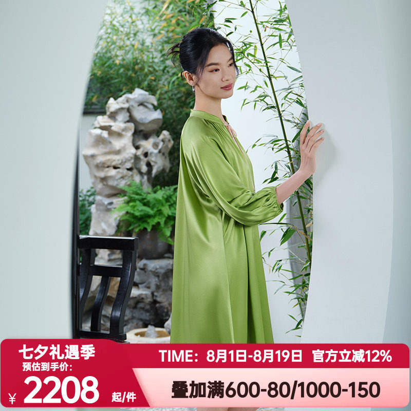 爱慕皇锦正品春夏季桑蚕丝睡衣女士舒适真丝经典套头睡裙HJ21529