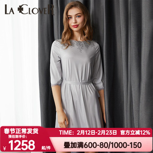 LACLOVER兰卡文正品睡衣女Lovestory系列莫代纤维中长睡裙LC44SC1