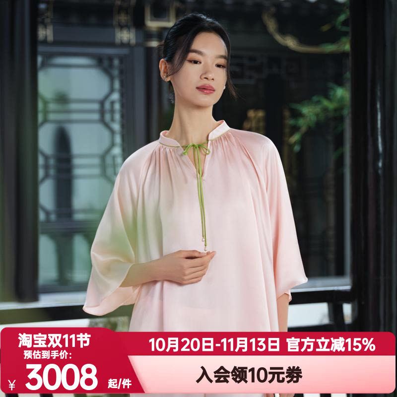 爱慕皇锦正品春季真丝经典女士睡衣套装套头分身家居服HJ21528