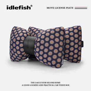 IDLEFISH丨莫奈蓝波点汽车头枕车载座椅护颈枕创意车内用枕头装饰