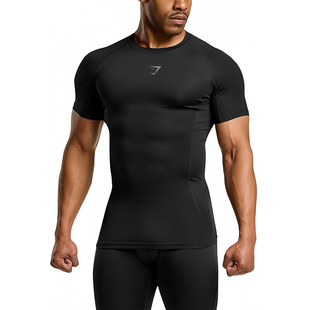 鲨鱼超级英雄健身上衣紧身衣压缩衣短袖 肌肉速干男跑步运动t恤gym