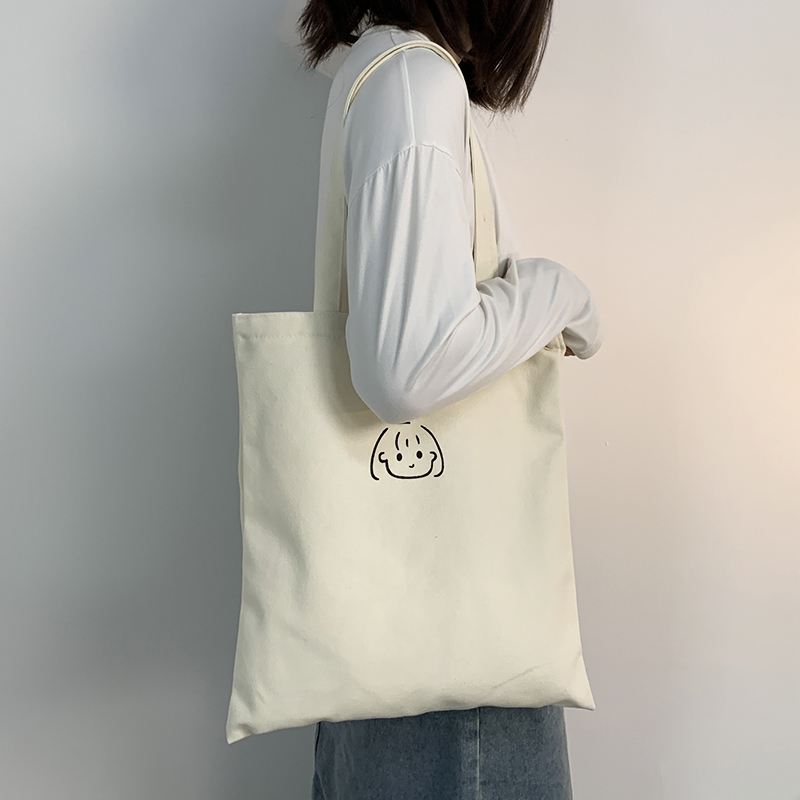 2024年小女孩头像卡通可爱日系简约小清新文艺帆布包大容量手提袋,箱包皮具/热销女包/男包,时尚帆布包,淘宝优惠券,粉丝福利购,淘宝优惠卷