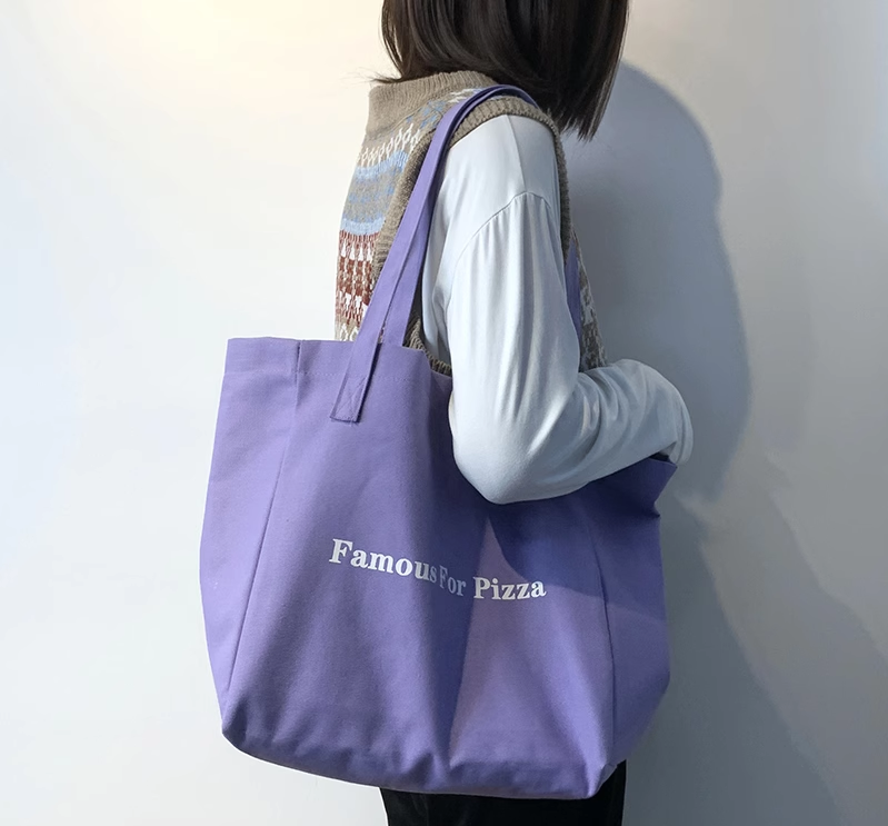 2024年字母欧美时尚纯色原宿日韩街头休闲百搭帆布包大容量手提袋