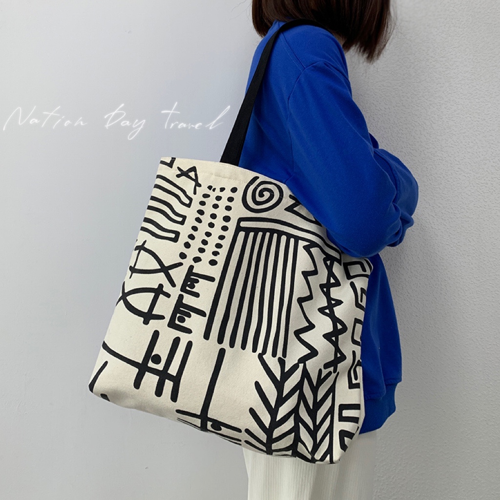 大容量学生百搭帆布包单肩手提