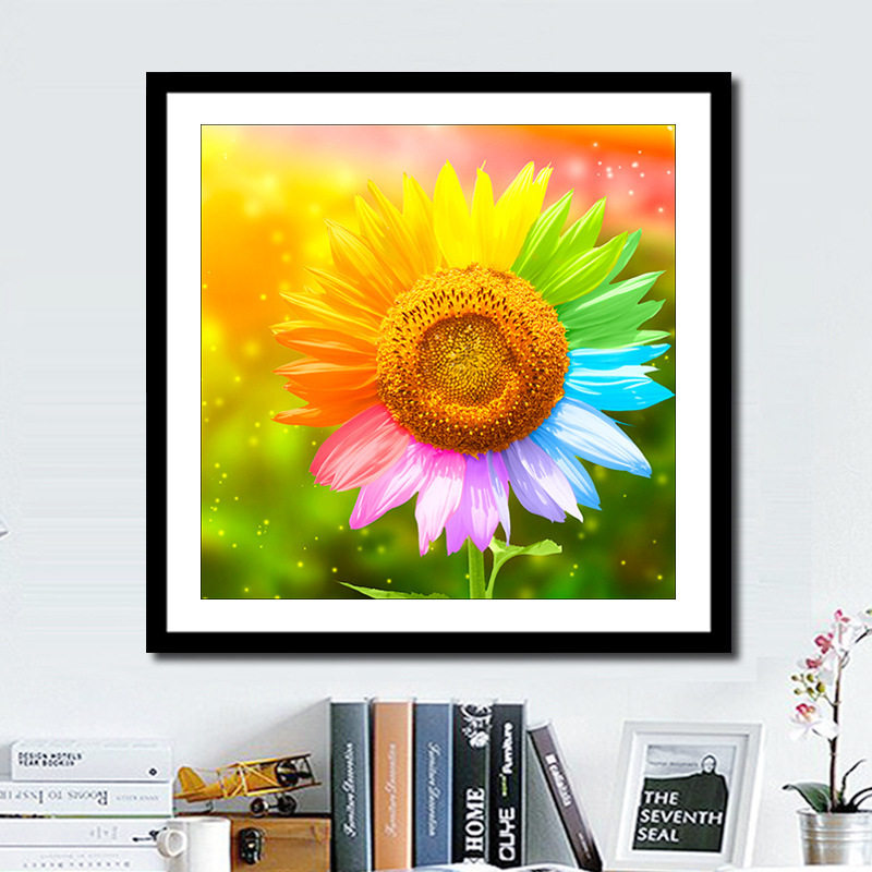 钻石绣2024年新款满钻向日葵点钻十字绣儿童卡通太阳花花卉5D,居家布艺,钻石绣,淘宝优惠券,粉丝福利购,淘宝优惠卷