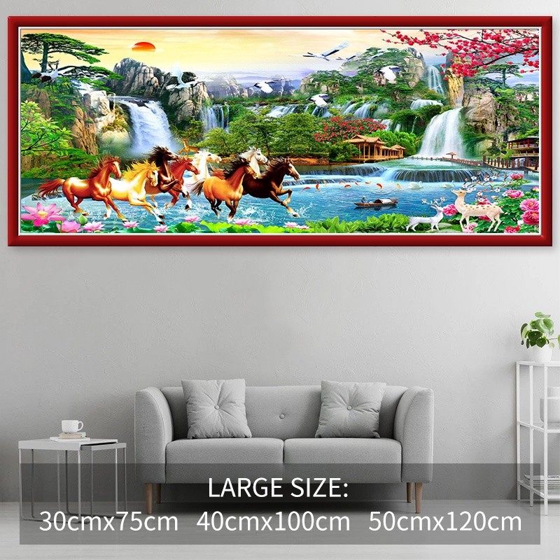 钻石绣2024年新款满钻财源广进客厅山水大画钻石婚客厅点钻十字绣,居家布艺,钻石绣,淘宝优惠券,粉丝福利购,淘宝优惠卷