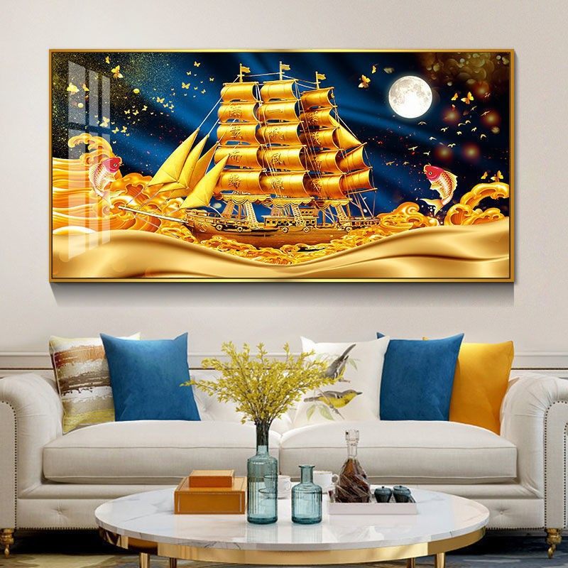 钻石绣2024年新款满钻5D玄关一帆风顺船点钻十字绣,居家布艺,钻石绣,淘宝优惠券,粉丝福利购,淘宝优惠卷