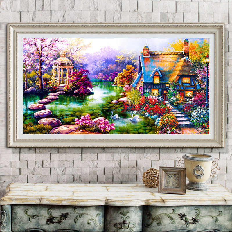 钻石绣2024年新款满钻5d梦幻花园小屋十字绣钻石画,居家布艺,钻石绣,淘宝优惠券,粉丝福利购,淘宝优惠卷