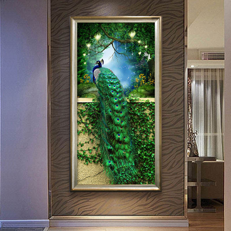 钻石绣2024年新款满钻5D玄关孔雀孔雀贴钻十字绣客厅,居家布艺,钻石绣,淘宝优惠券,粉丝福利购,淘宝优惠卷