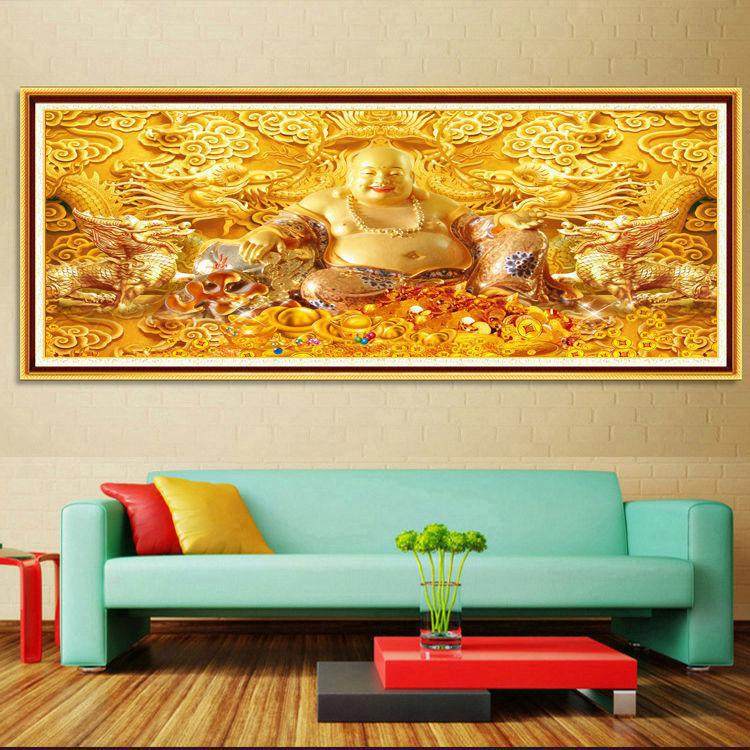 钻石绣2024年新款满钻开心笑佛大肚弥勒佛十字绣客厅卧室点贴钻十,居家布艺,钻石绣,淘宝优惠券,粉丝福利购,淘宝优惠卷