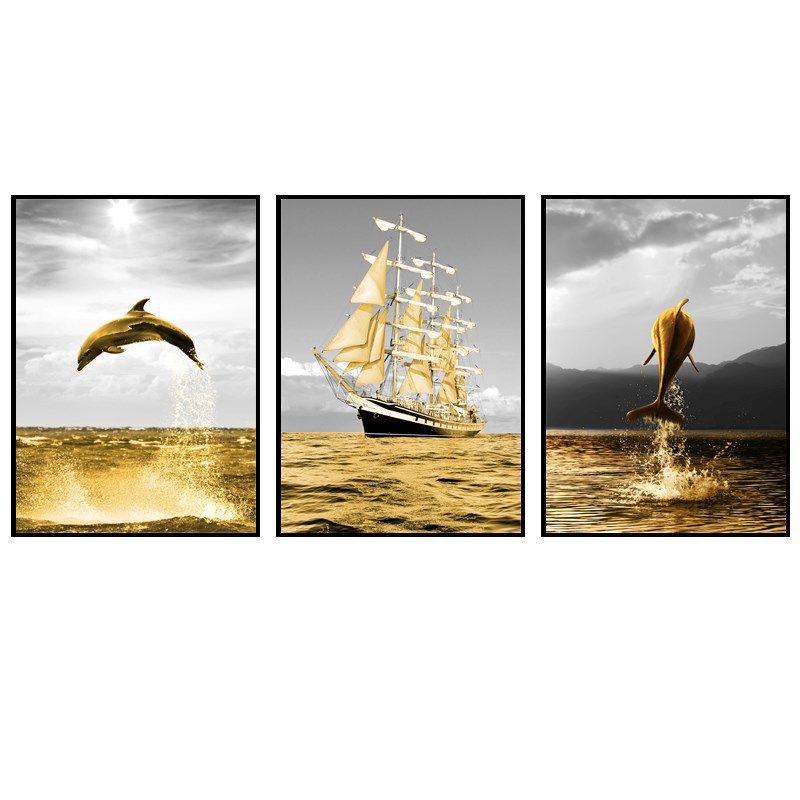 钻石绣2024年新款满钻5D玄关一帆风顺三联点钻十字绣,居家布艺,钻石绣,淘宝优惠券,粉丝福利购,淘宝优惠卷