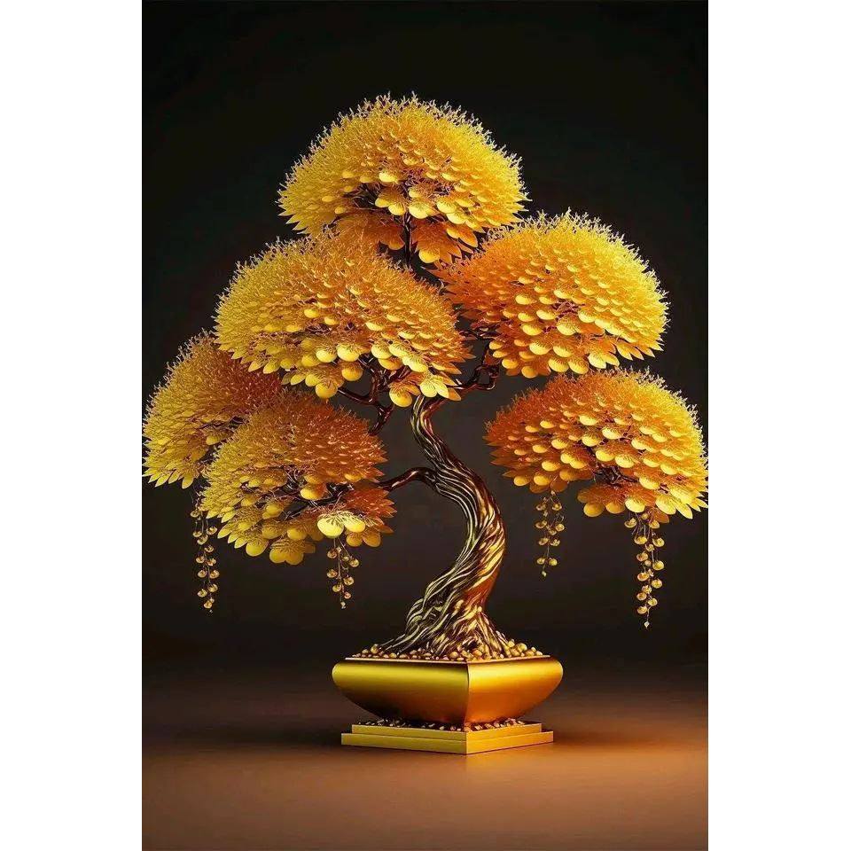 钻石绣2024年新款满钻客厅中式发财树圆形点钻十字绣砖石绣现代,居家布艺,钻石绣,淘宝优惠券,粉丝福利购,淘宝优惠卷