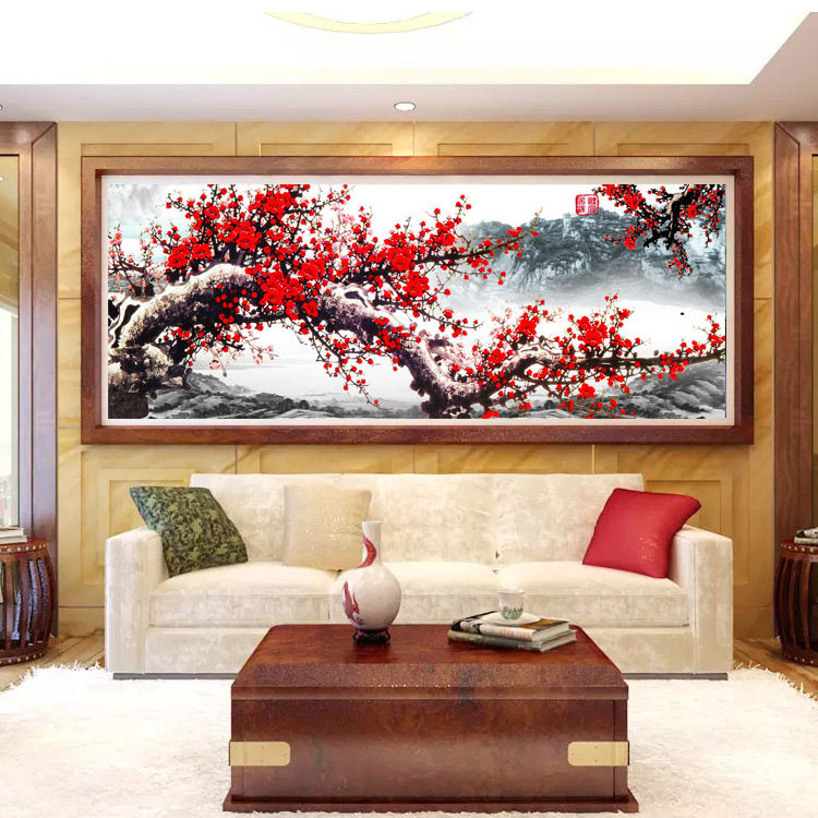 钻石绣2024年新款满钻5d钻石画报春图梅花山水风景贴钻石十字绣客,居家布艺,钻石绣,淘宝优惠券,粉丝福利购,淘宝优惠卷