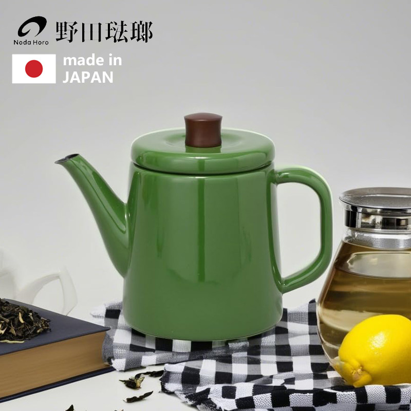 日本进口野田珐琅壶搪瓷烧水茶壶养生壶明火电磁炉咖啡手冲壶1.5L