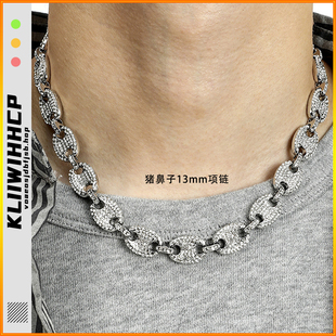 欧美热销潮流13mm猪鼻子古巴手链项链小鬼升级版GELLA中性项链ins