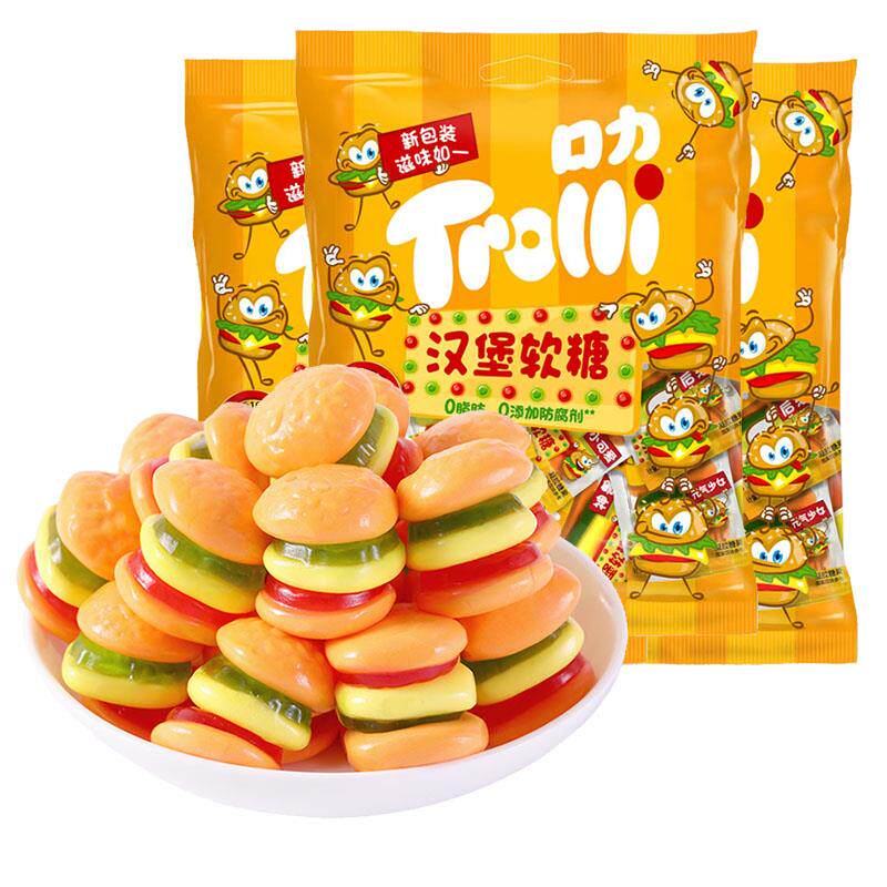 Trolli口力汉堡包橡皮糖108g水果味软糖儿童奖励QQ糖耶诞节礼物糖