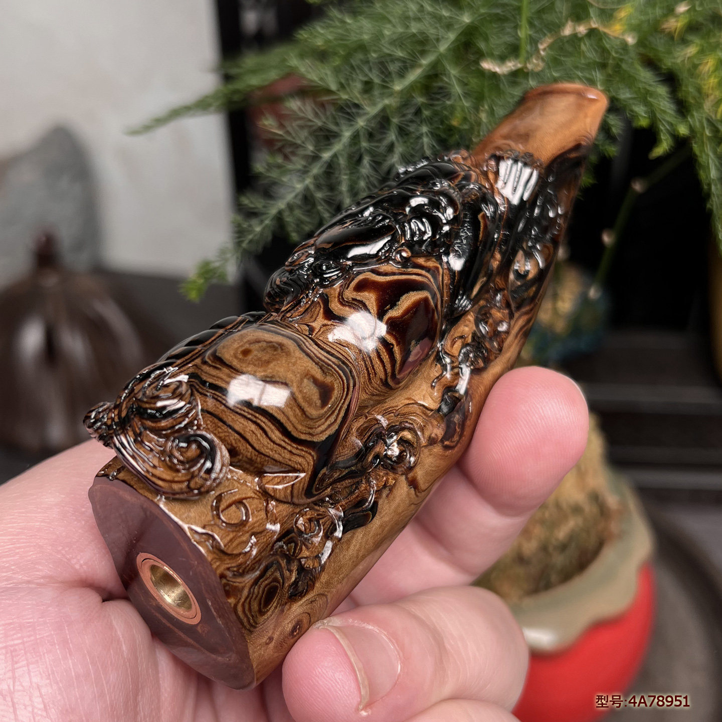 海柳烟嘴活性炭过滤雕刻貔貅