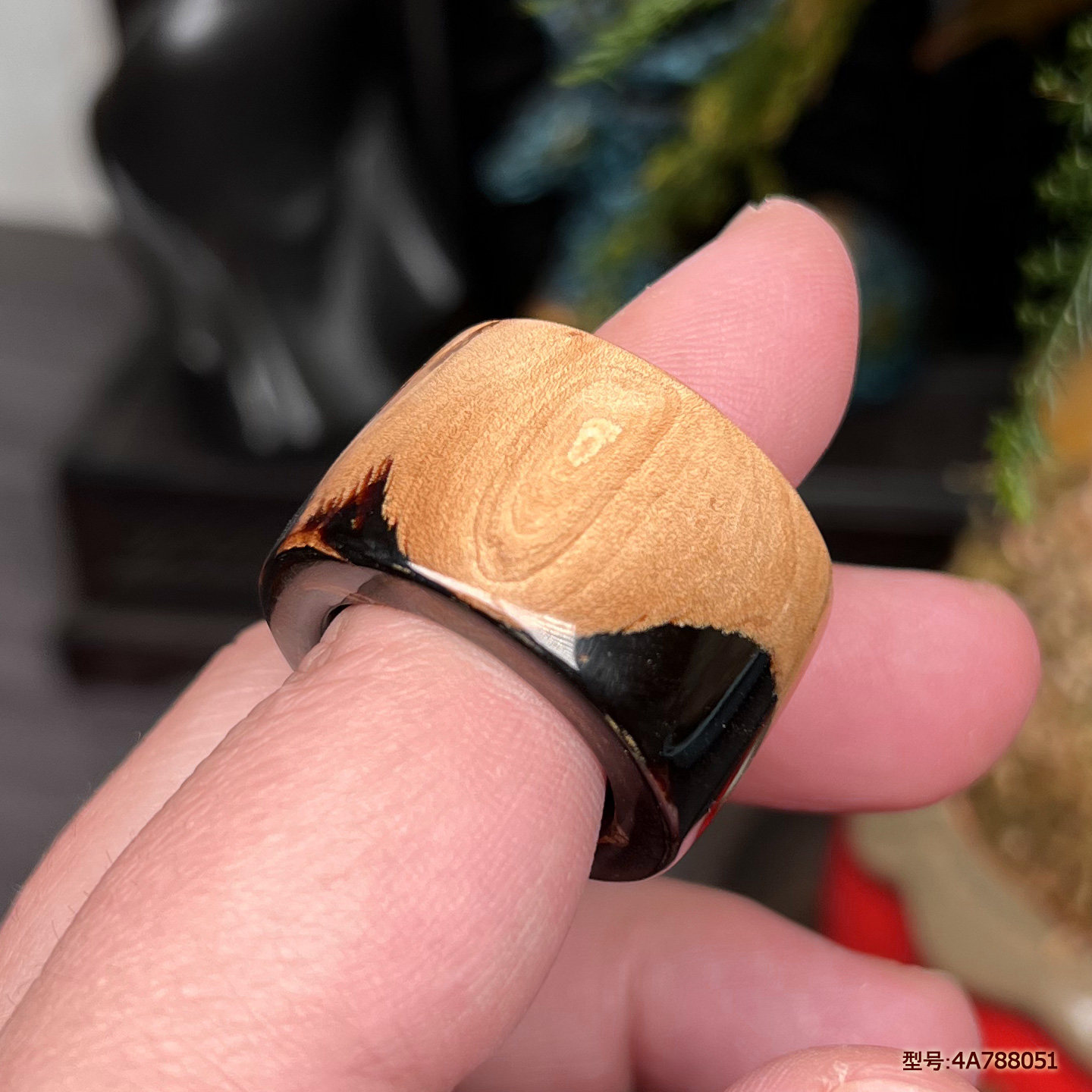 保真天然海柳男士素环戒指