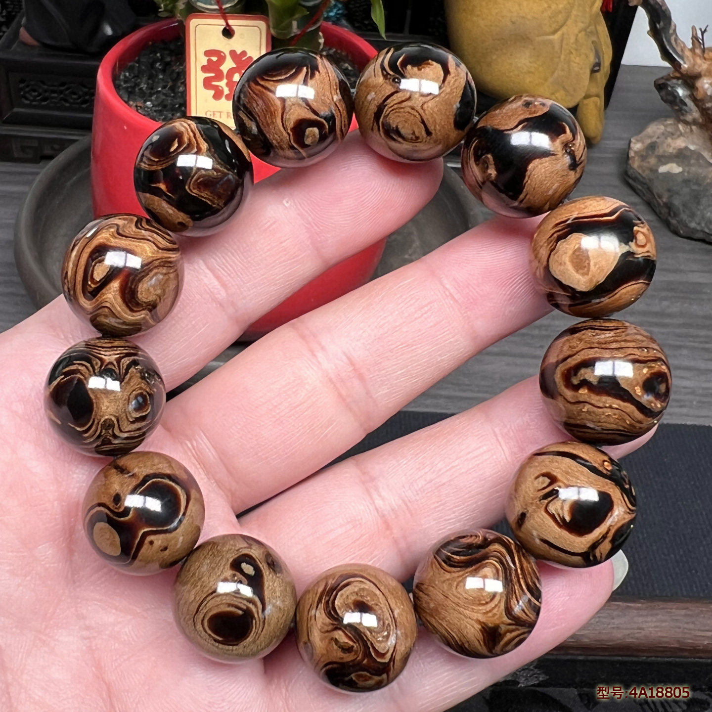 保真海柳手串1.8cm鬼脸纹