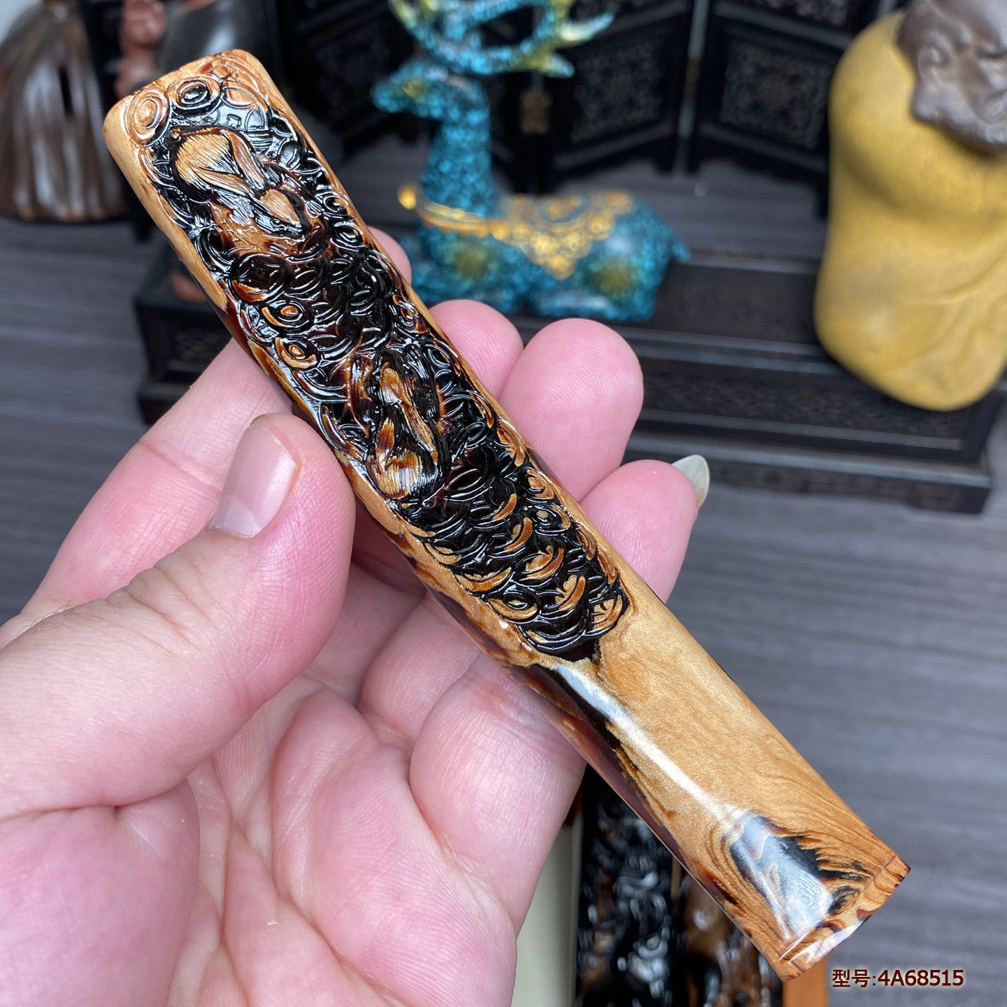 天然保真海柳烟嘴精雕玉兔