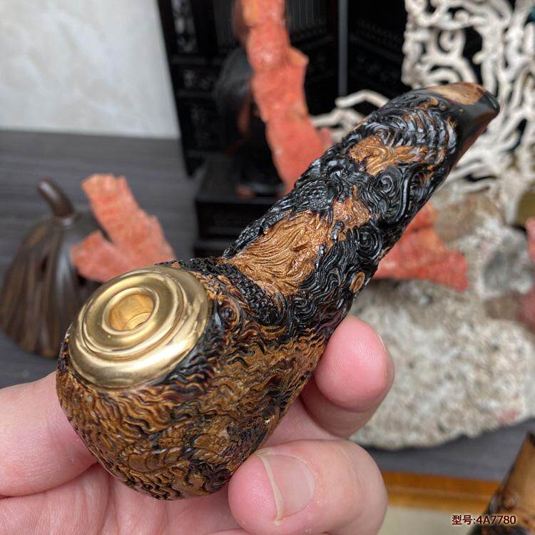 天然保真海柳烟嘴烟咀活柳男双重循环过滤烟斗烟丝龙弯形送礼佳品