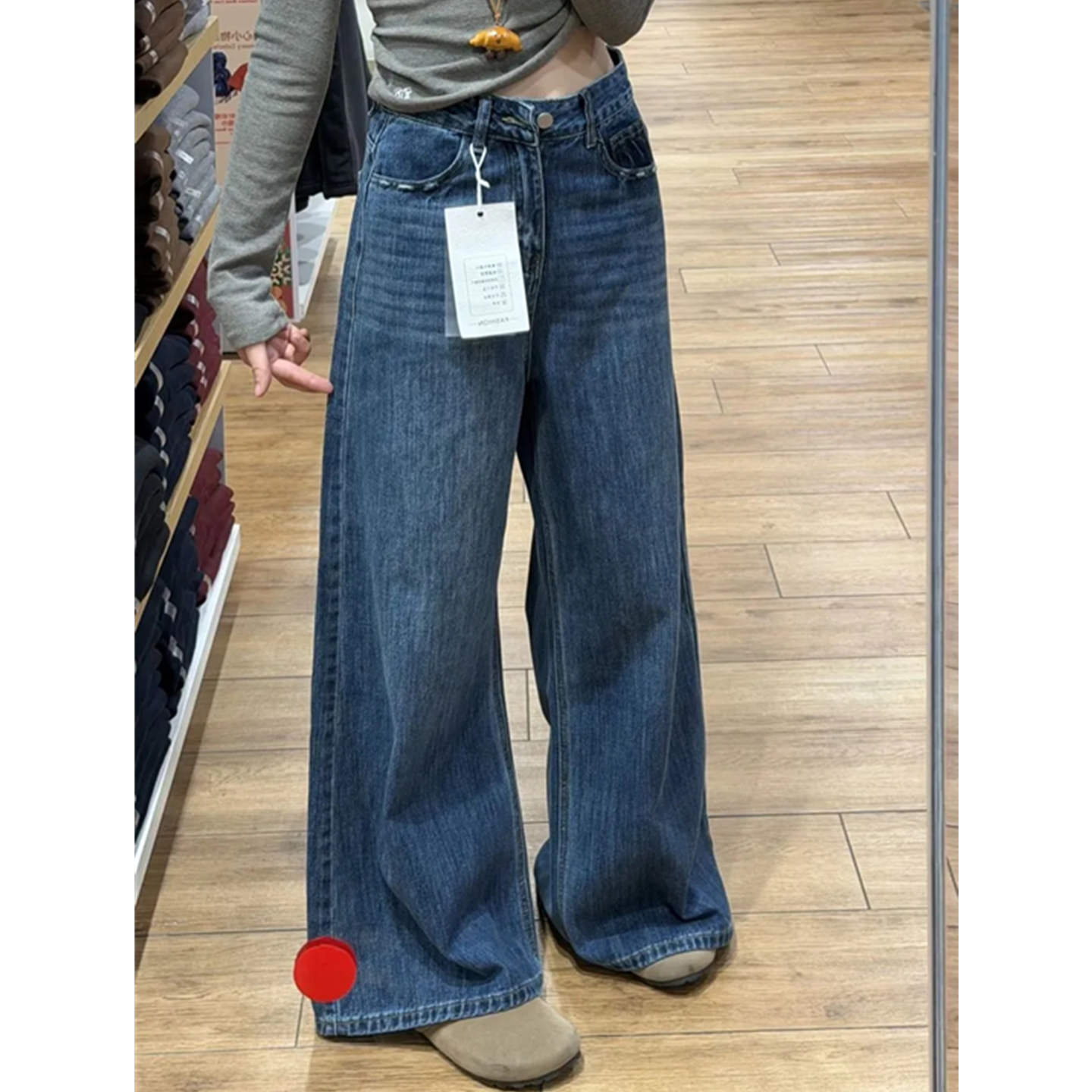 150小个子高腰显瘦阔腿牛仔裤