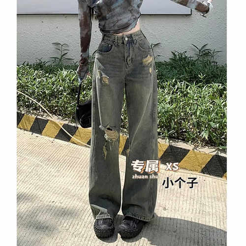 适中2024年夏季牛仔布阔腿长裤