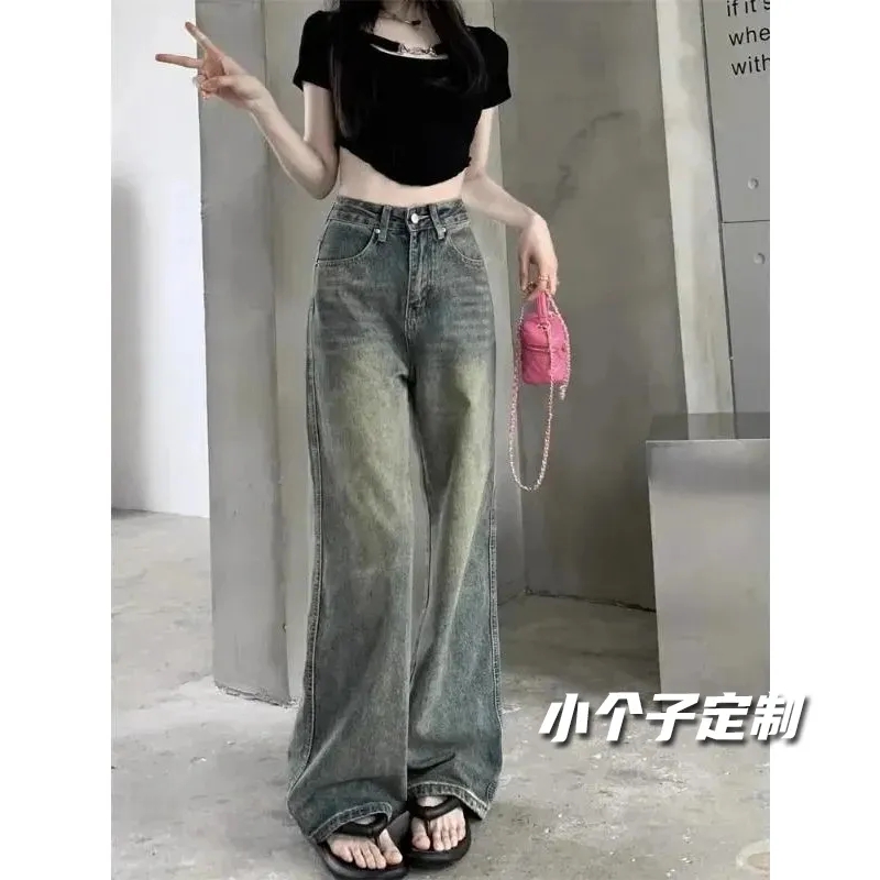 小个子长裤适中牛仔面料2025秋季