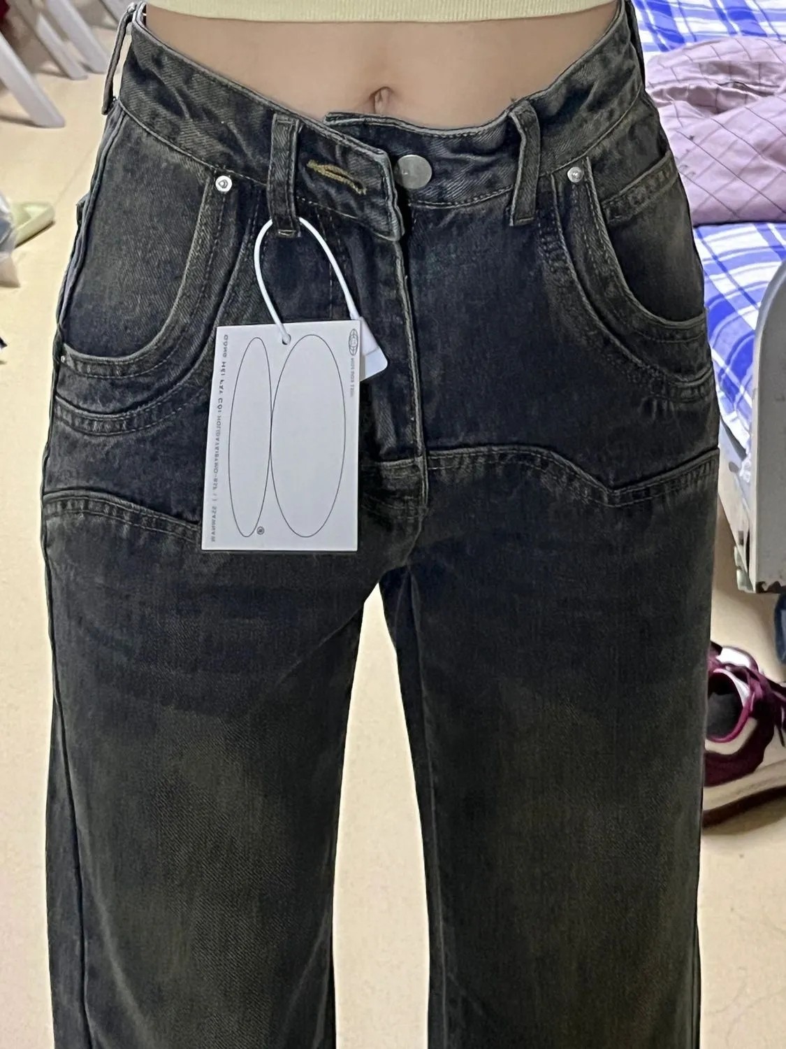 AMERICAN RETRO DESIGN JEANS WOMENS 150 SMALL MAN VERSATILE SLIGHTLY FLARED WIDE-LEGGED LOOSE AND THIN MOPPING PANTS