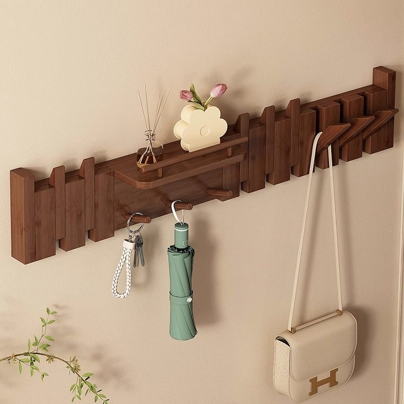 不占空间家用挂衣架墙上壁挂榉木钢琴键衣帽架入户门卧室玄关挂钩